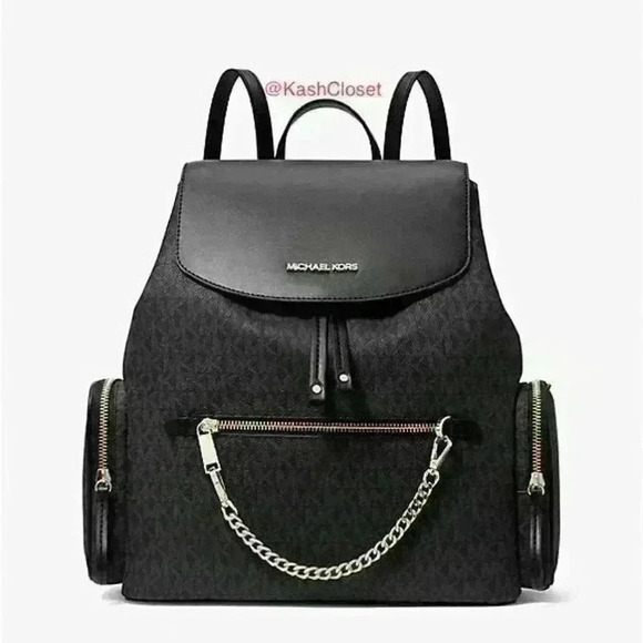 Michael Kors Backpack Jet Set MK Logo Large Chain Backpack - Picture 1 of 10